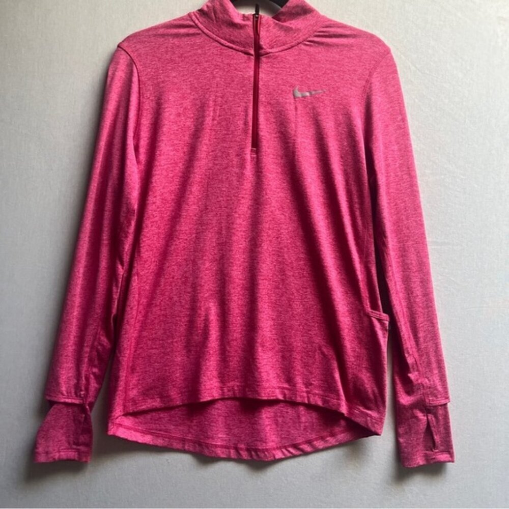 Nike Dri-Fit Pink Space Dye 3/4 Zip Running Pullover Jacket S